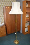 Brass Standard Lamp with Cream Shade