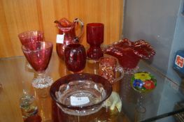 Cranberry Glass Cups and Jugs, etc.