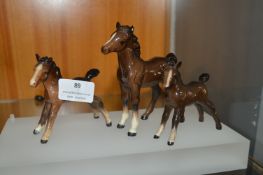 Three Small Beswick Ponies