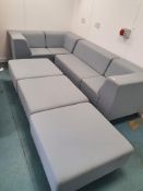 * Grey fabric sectional sofa - with 3 stools