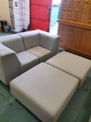 * grey fabric sectional sofa - with 2 stools