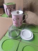 * 13 x loose leaf tea mugs - flower