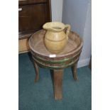 Table Made From a Barrel plus a Barrel Style Jug