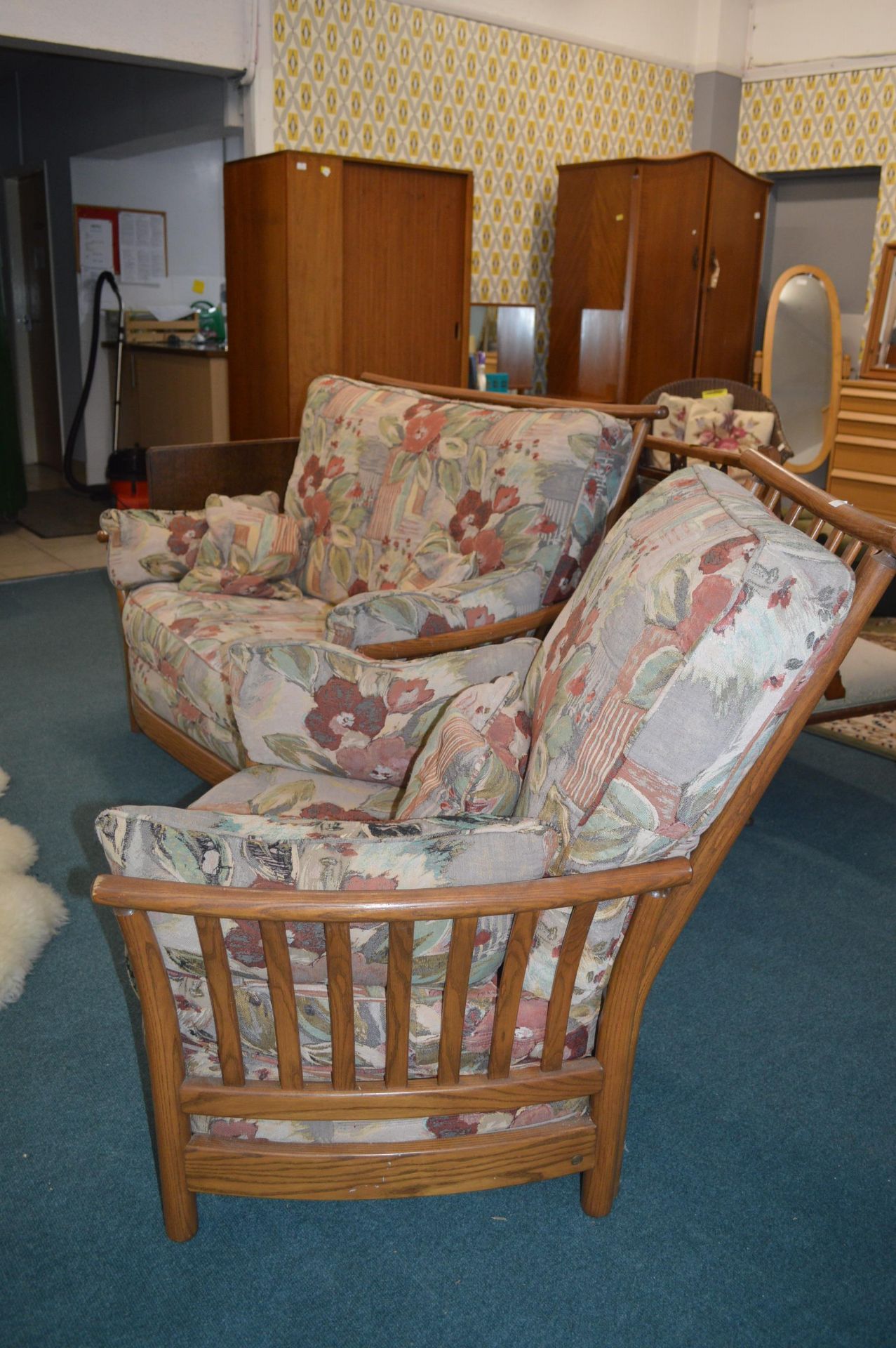 Ercol Two Seat Sofa and Armchair - Image 2 of 4