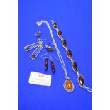 925 Sterling Silver Amber Jewellery; Bracelet, Pen