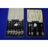 Cased Set of Six Silver Teaspoons plus Four Silver