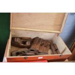 Wooden Box Containing Vintage Wooden Moulding Plan