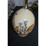 Hand Painted Ostrich Egg Featuring Meerkats