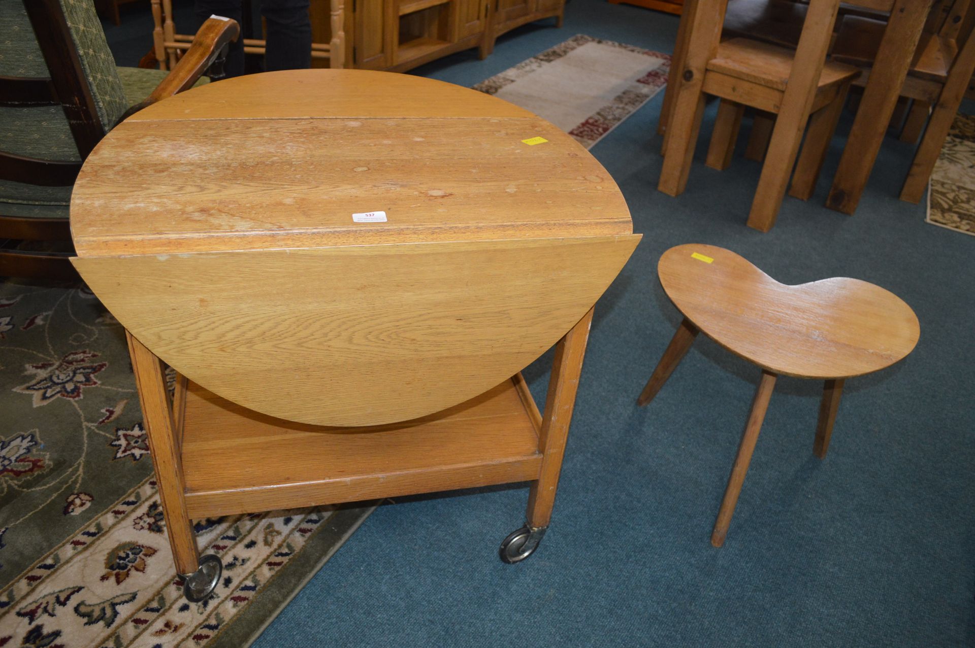 1950's Oval Tea Trolley and Matching Side Table