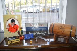 Pub Memorabilia; Grant's Whisky Barrel, Signs, etc.