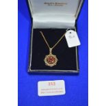 9k Gold Chain and Pendant with Garnets