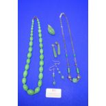 Two Jade Necklaces, Two Pairs of Earrings, and a P