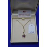 9k Gold Chain and Pendant with Amethyst