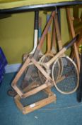 Vintage Tennis Rackets and Hokey Sticks