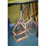 Vintage Tennis Rackets and Hokey Sticks