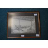 Framed Original Pencil Sketch of Two Hurricane Aircraft by C. Bowes