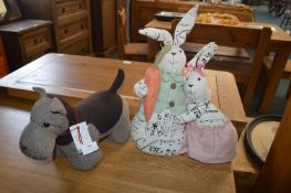 Two Fabric Animal Doorstops