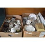 Two Boxes of Pottery and Glassware etc.
