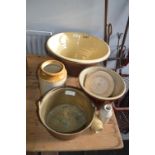 Victorian Terracotta Pancheon, Brass Jam Pan, Croc