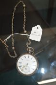 Silver Pocket Watch (AF) and Hallmarked Silver Albert