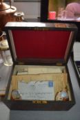 Marquetry Workbox Containing Letters and Ephemera