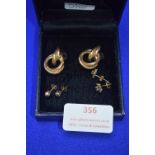 Three Pairs of 9k Gold Earrings