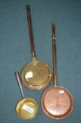 Two Warming Pans and a Brass Jam Pan