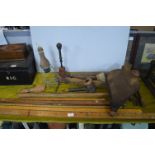 Wooden Collectibles; Rule Sticks, Bellows, etc.
