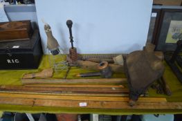 Wooden Collectibles; Rule Sticks, Bellows, etc.