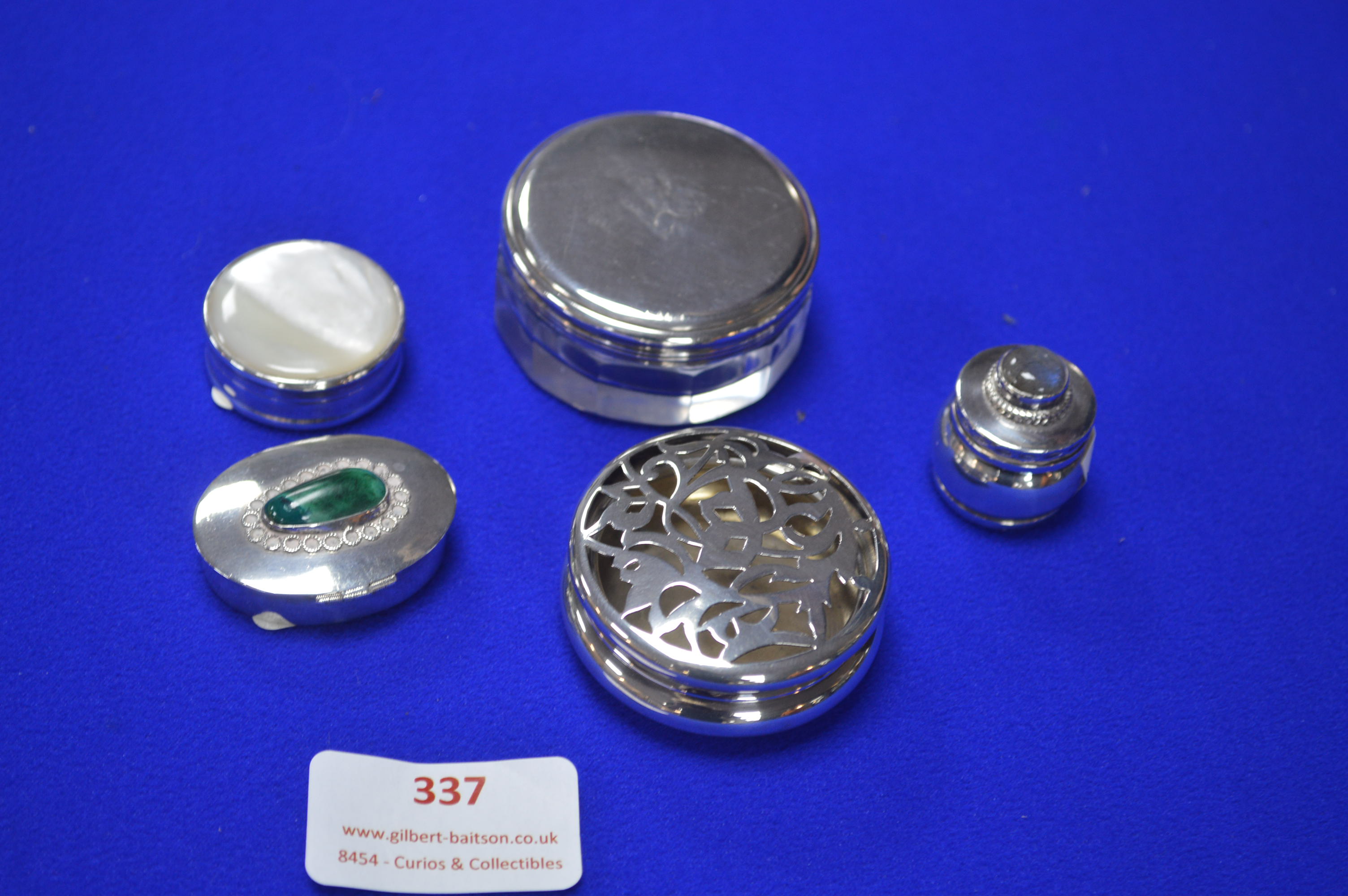 Five Sterling Silver Pill Boxes etc.