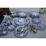 Blue & White Pottery plus Cutlery, etc.