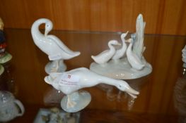Three Lladro Geese Figures