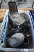 Tub of Assorted Vehicle Parts, Wing Mirrors, etc.