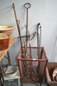 Metal Basket and Contents of Shooting Stick, Walki