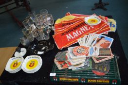 Pub Memorabilia Glasses, Bar Towels, Beermat, etc. by John Smith's, Guinness, etc.