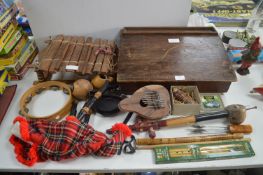 Child's Desk and a Musical Instruments, Toy Bagpip