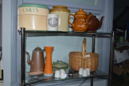 Vintage Kitchenware; Teapots, Cake Tins, and a Bas