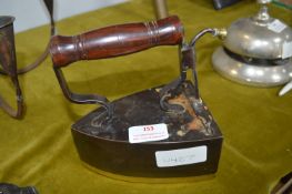 Georgian Wrought Iron Box Iron with Brass Plate