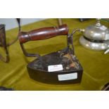 Georgian Wrought Iron Box Iron with Brass Plate