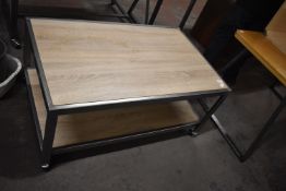 *Steel Framed Table on Wheels with Wooden Insert T