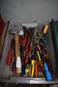 *Tray of Tools; Screwdrivers, Pliers, Cutters, Gri