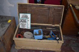 Wooden Tool Chest and Contents of Tools etc.