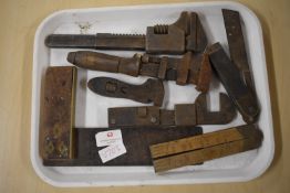 Vintage Adjustable Spanners, Squares, and a Foldin