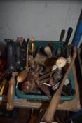 Tub of Tools; Hand Saw, Trowels, Hand Drills, Plan