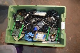 Box of Mixed Cables and Hard Drives