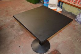 *Square Matt Black Topped Table on Black Metal Bas