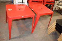 *Two Red Metal Outdoor Tables