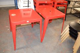 *Two Red Metal Dining Tables