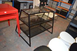 *Black Three Tier Double Sided Unit with Glass She