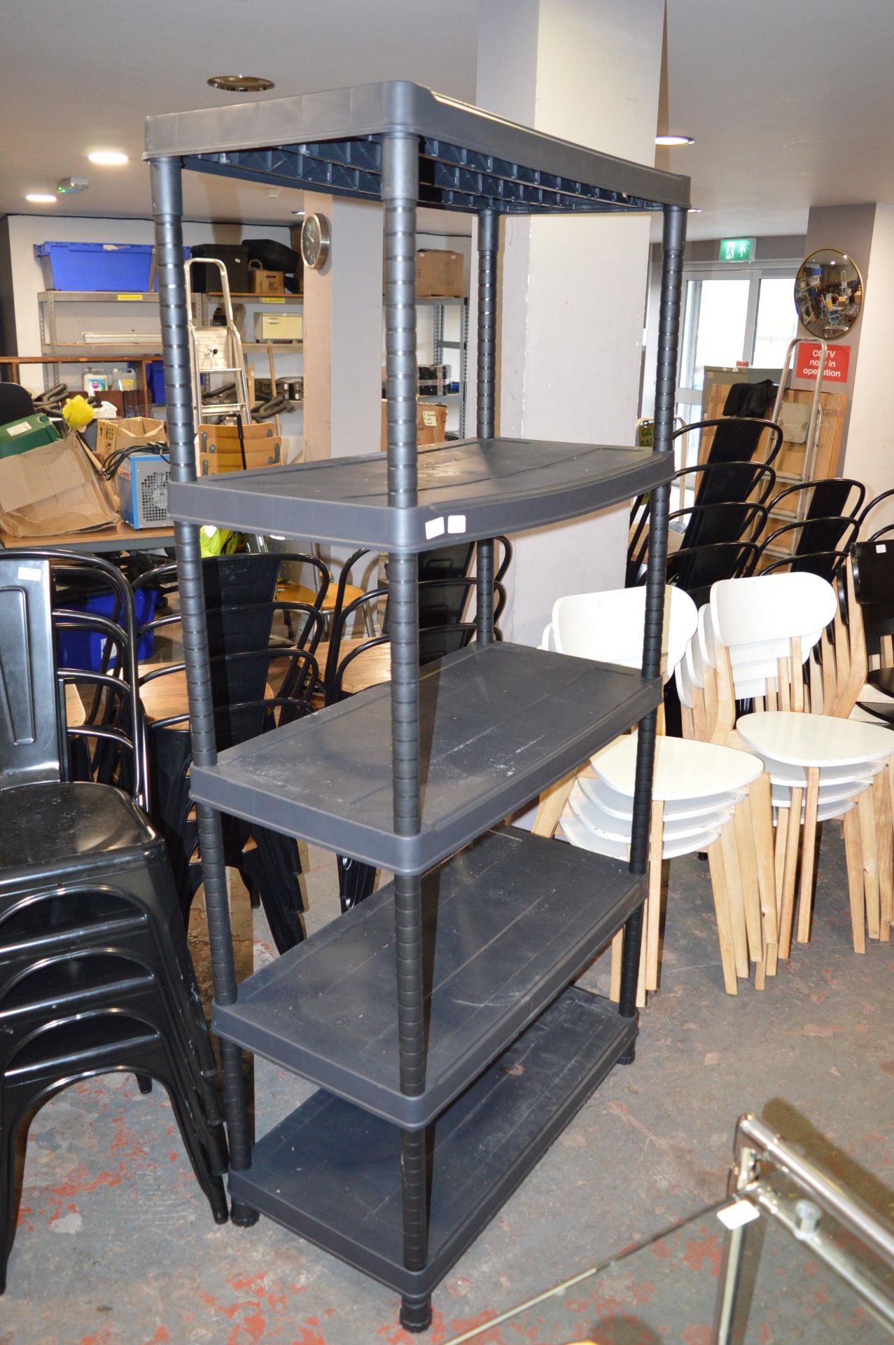 *Five Tier Black Plastic Shelving 185cm high